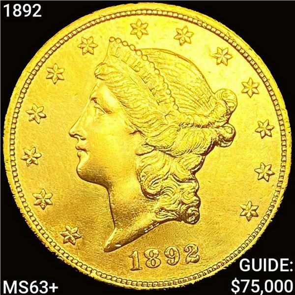 1892 $20 Gold Double Eagle CHOICE BU +