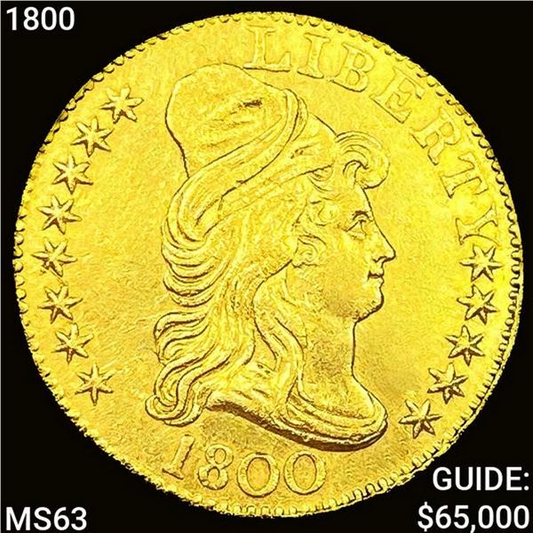 1800 $5 Gold Half Eagle CHOICE AU