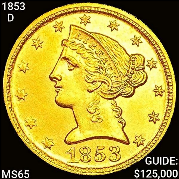 1853-D $5 Gold Half Eagle GEM BU