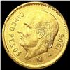 Image 1 : 1906 Mexico .1206oz Gold 5 Pesos UNCIRCULATED