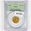 Image 1 : 1907 $2.50 Gold Quarter Eagle PCGS MS63