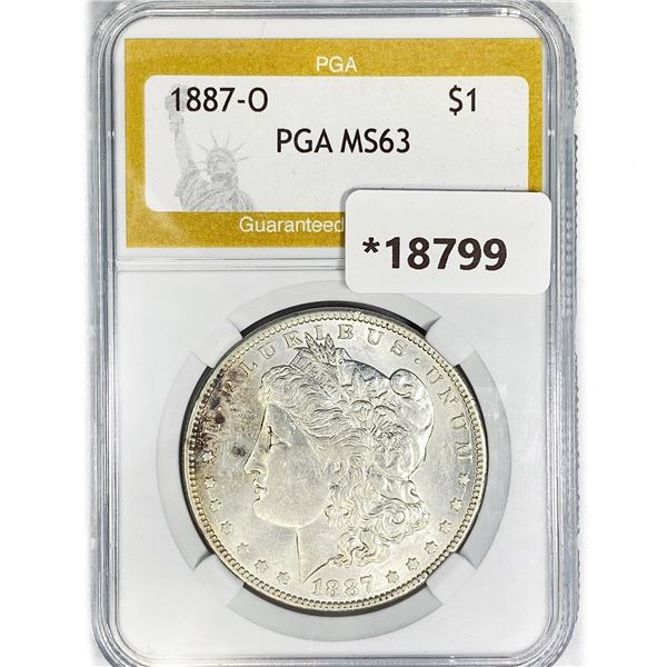 1887-O Morgan Silver Dollar PGA MS63