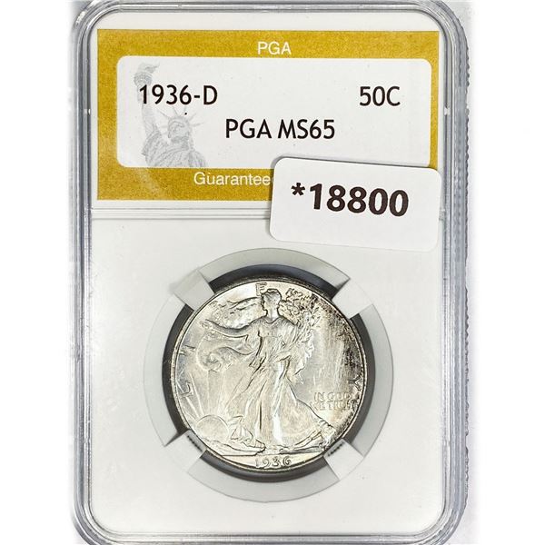 1936-D Walking Liberty Half Dollar PGA MS65