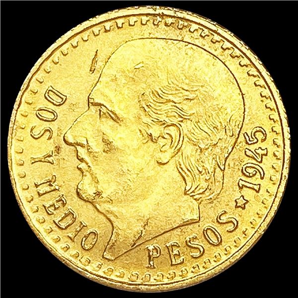1945 Mexico .0603oz Gold 2 1/2 Pesos UNCIRCULATED