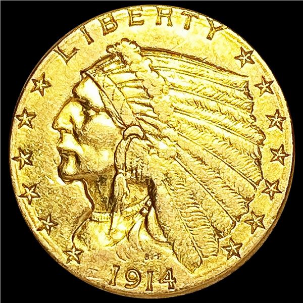 1914-D $2.50 Gold Quarter Eagle NEARLY UNCIRCULATED