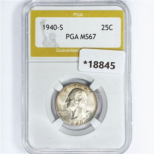 1940-S Washington Silver Quarter PGA MS67
