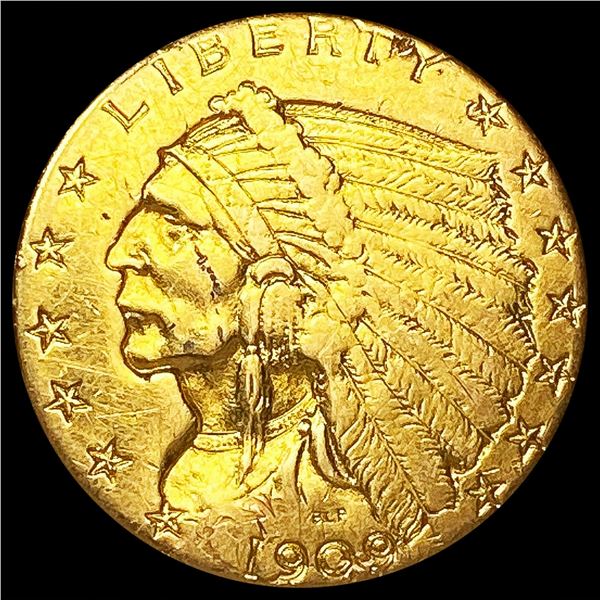 1909 $2.50 Gold Quarter Eagle LIGHTLY CIRCULATED