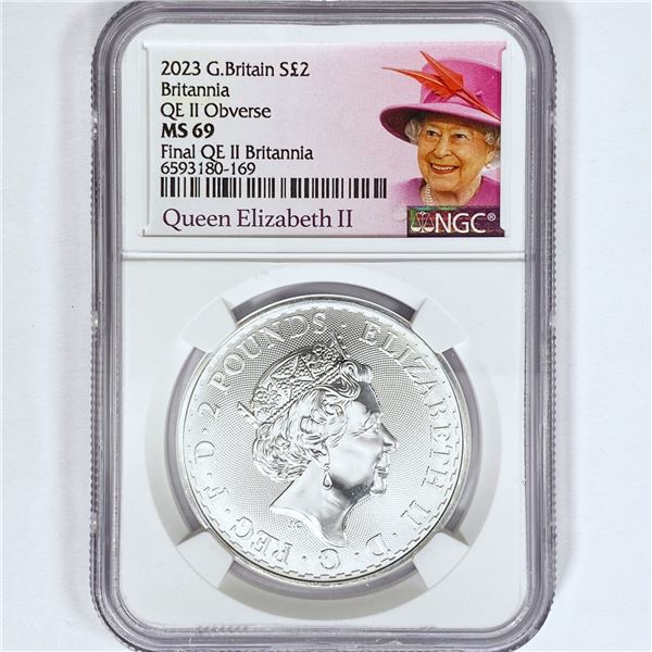 2023 1oz G.B. S2Â£ NGC MS69 Q. Elizabeth II