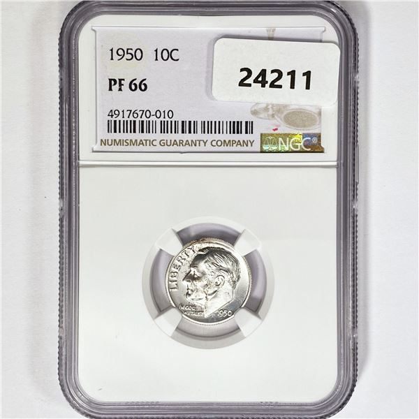 1950 Roosevelt Dime NGC PF66