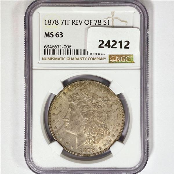 1878 7TF Morgan Silver Dollar NGC MS63