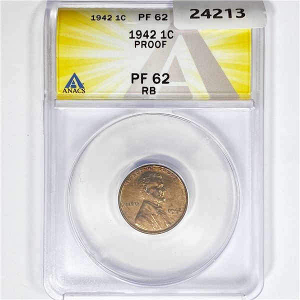 1942 Wheat Cent ANACS PF62 RB