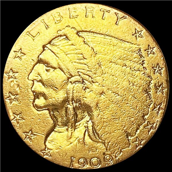 1909 $2.50 Gold Quarter Eagle LIGHTLY CIRCULATED