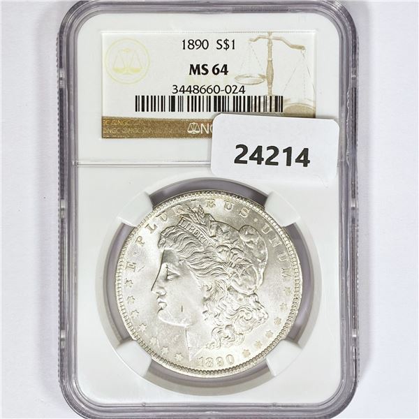 1890 Morgan Silver Dollar NGC MS64