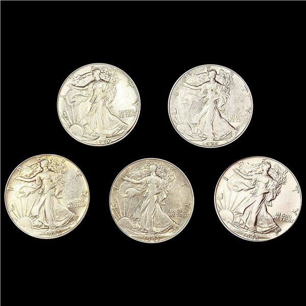 (5) Walking Half Dollars (1935, (2) 1943, (2) 194