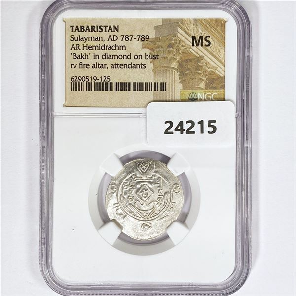 AD 787-789 Tabaristan AR Hemidrachm NGC MS