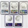Image 2 : 2006-2015 Set (5) American Silver Eagles NGC MS69
