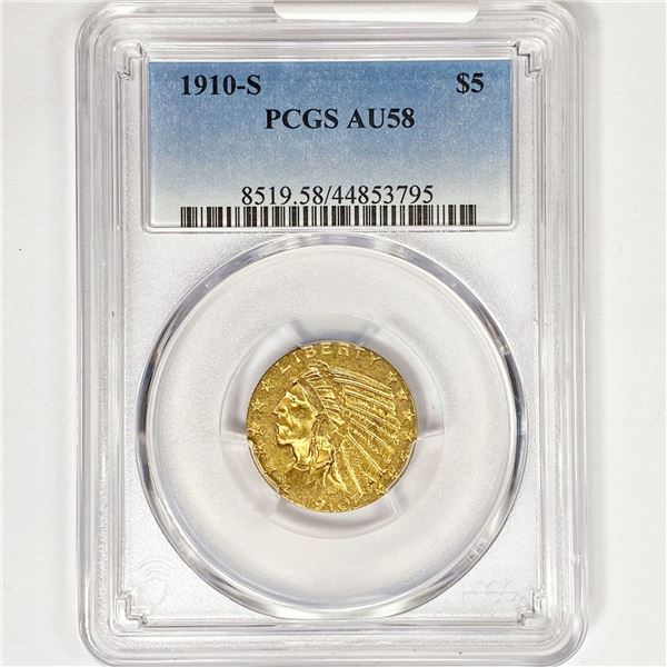 1910-S $5 Gold Half Eagle PCGS AU58