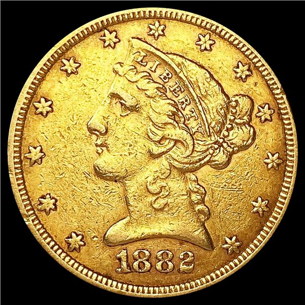 1882 $5 Gold Half Eagle CLOSELY UNCIRCULATED
