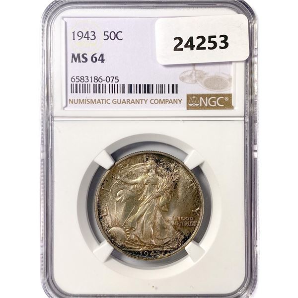 1943 Walking Liberty Half Dollar NGC MS64