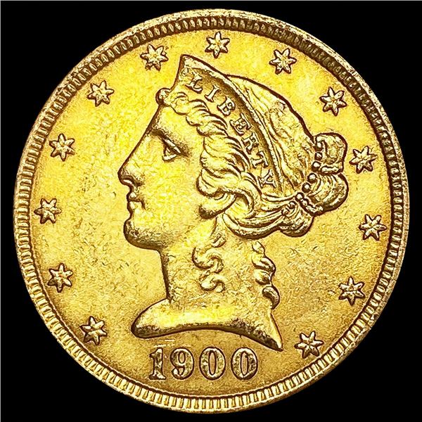 1900 $5 Gold Half Eagle UNCIRCULATED