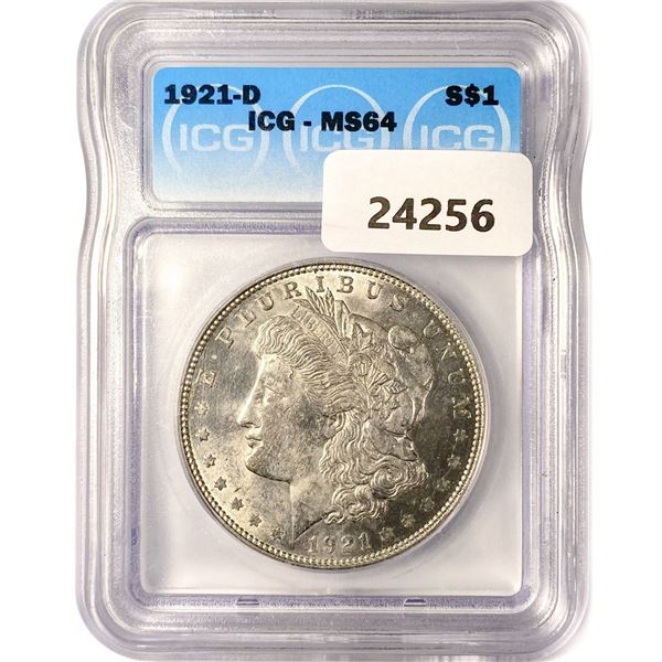 1921-D Morgan Silver Dollar ICG MS64