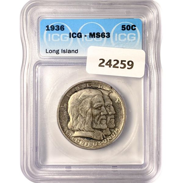 1936 Long Island Half Dollar ICG MS63
