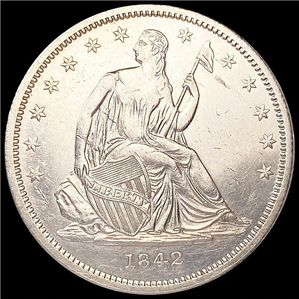 1842 Sm Dt Rev 42 Seated Half Dollar UNCIRCULATED