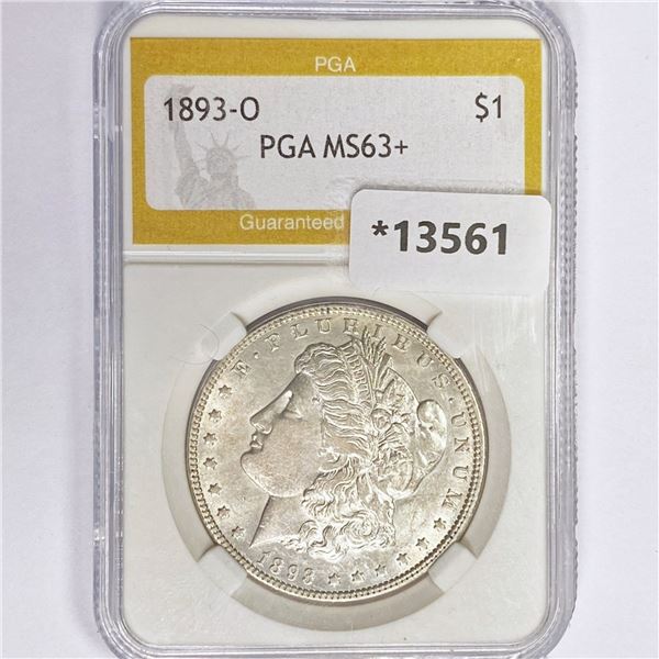 1893-O Morgan Silver Dollar PGA MS63+