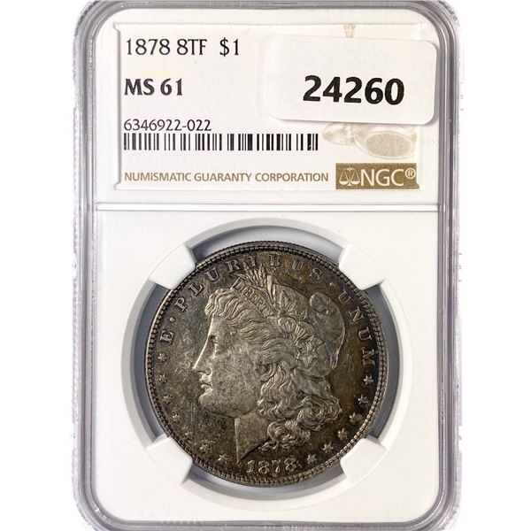1878 8TF Morgan Silver Dollar NGC MS61