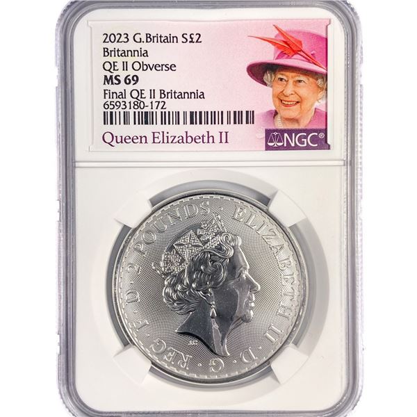 2023 1oz G.B. S2Â£ NGC MS69 Q. Elizabeth II