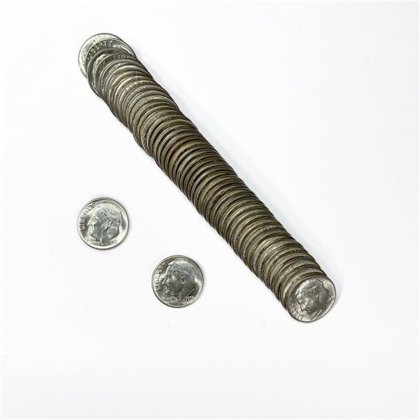 1955-S Roosevelt Silver Dime Roll (50 Coins)