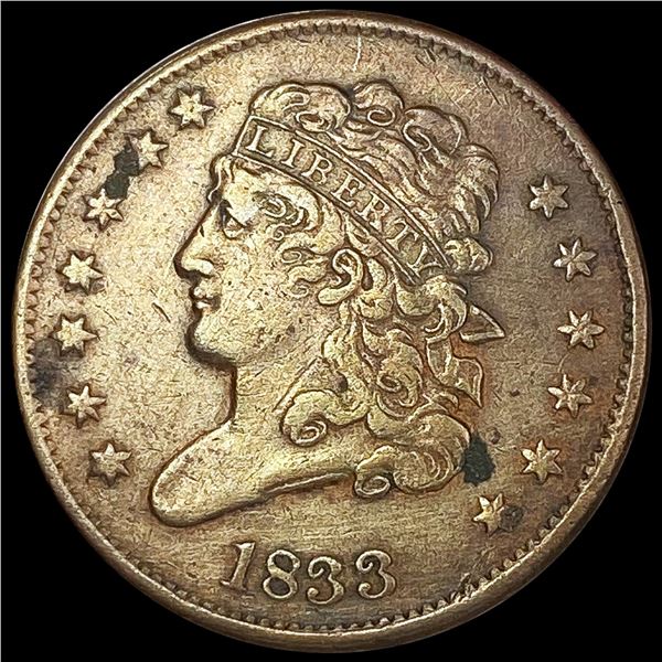 1833 Classic Head Half Cent NEARLY UNCIRCULATED
