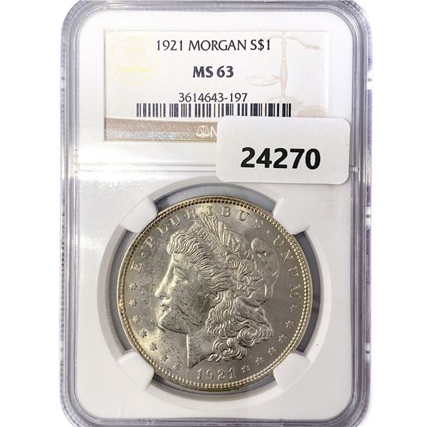 1921 Morgan Silver Dollar NGC MS63