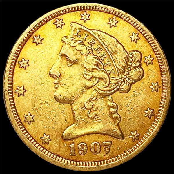 1907 $5 Gold Half Eagle UNCIRCULATED