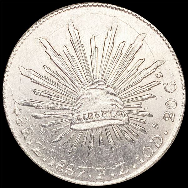 1887-Zs Mexico Silver 8 Reales NEARLY UNCIRCULATED