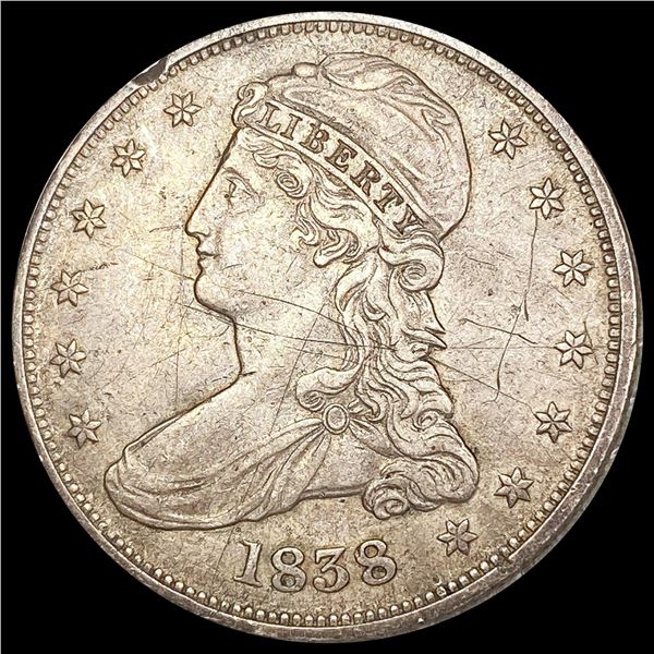 1838 Cap Bust Half Dollar w/ Reeded Edge LIGHTLY C