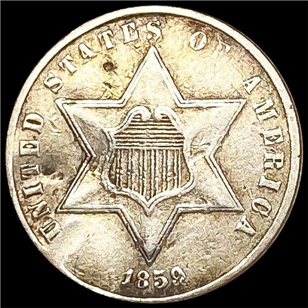 1859 Silver Three Cent LIGHTLY CIRCULATED
