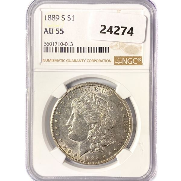 1889-S Morgan Silver Dollar NGC AU55