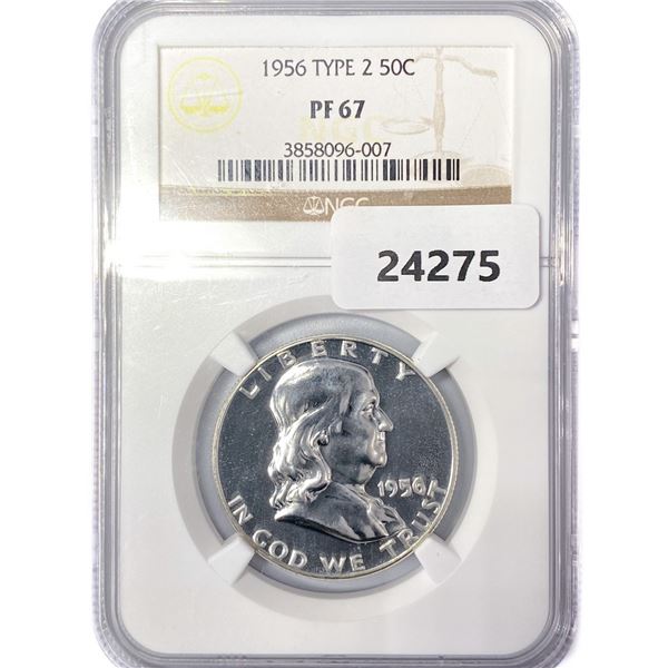 1956 T2 Franklin Half Dollar NGC PF67
