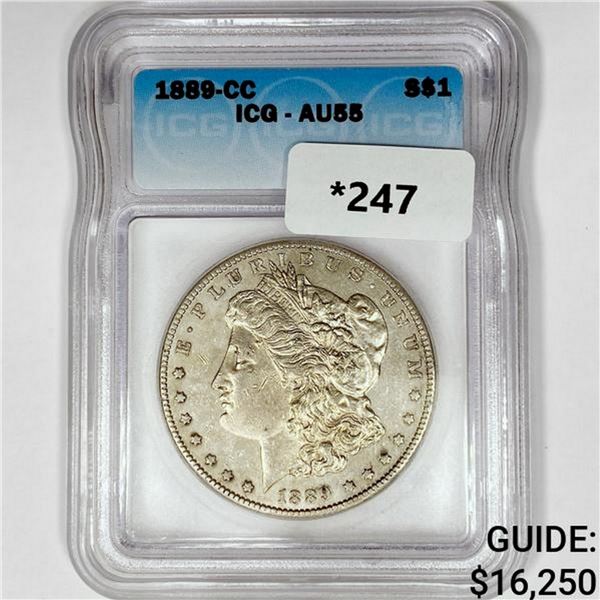 1889-CC Morgan Silver Dollar ICG AU55