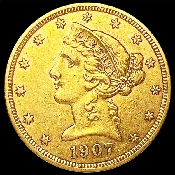 1907-D $5 Gold Half Eagle CLOSELY UNCIRCULATED