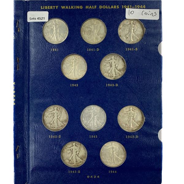 1941-1944 Walking Half Dollar Album (10 Coins)