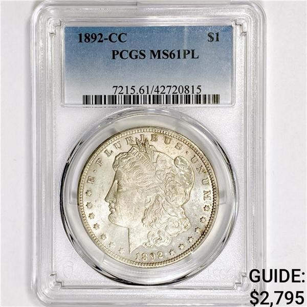 1892-CC Morgan Silver Dollar PCGS MS61 PL