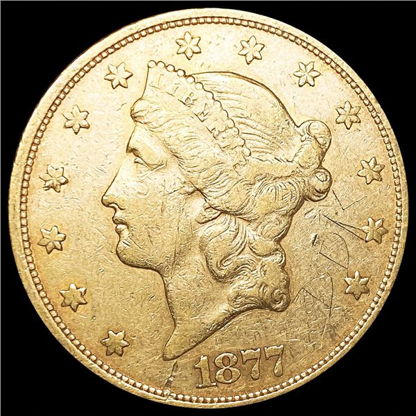 1877-S $20 Gold Double Eagle LIGHTLY CIRCULATED