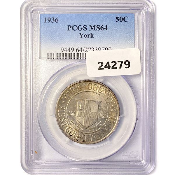 1936 York Half Dollar PCGS MS64