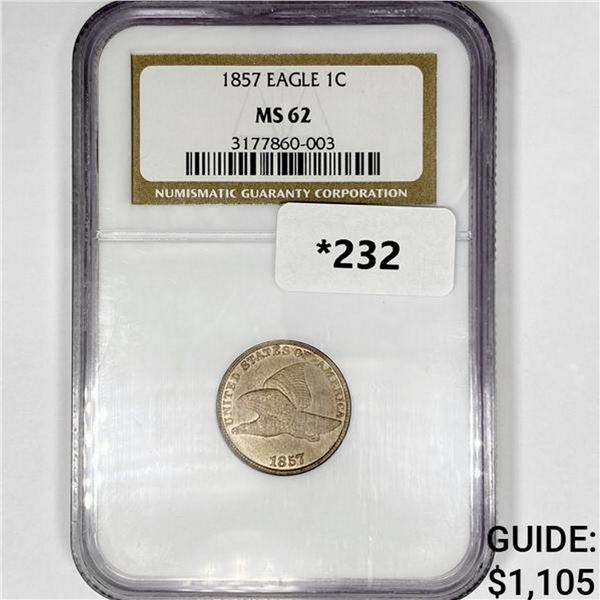 1857 Flying Eagle Cent NGC MS62