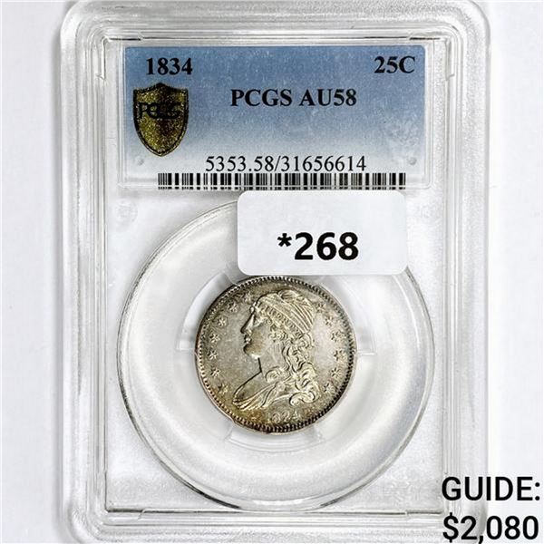 1834 Capped Bust Quarter PCGS AU58