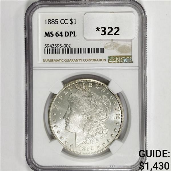 1885-CC Morgan Silver Dollar NGC MS64 DPL