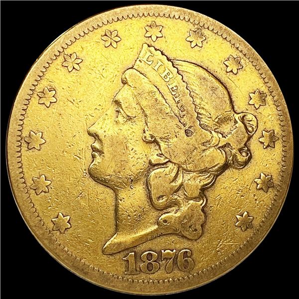 1876-S $20 Gold Double Eagle NICELY CIRCULATED
