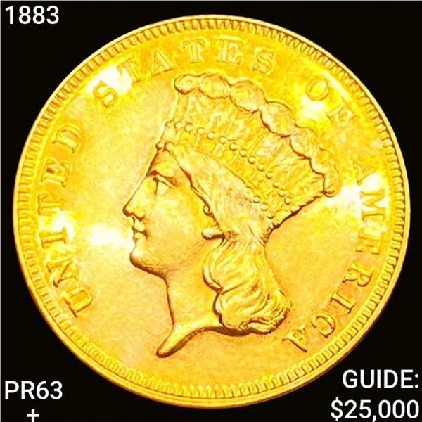 1883 $3 Gold Piece CHOICE PROOF +
